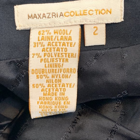 BCBMaxAzria Collection‎ Black Wool Pencil Skirt Shimmer Textured Material Slit 2 - Picture 3 of 11